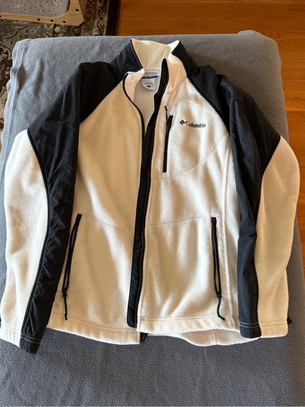 Columbia Black & Ivory Fleece Full Zip Jacket Colorblock Women’s Size L